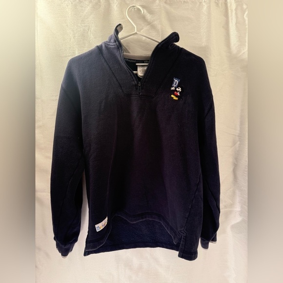 Disneyland Resort Sweaters - Vintage Disneyland 1/4 Zip Mock Neck Sweatshirt Unisex Small Mickey Mouse